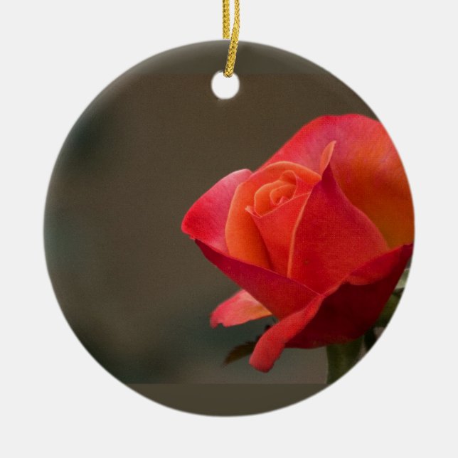 Red, Red Flower Ceramic Tree Decoration (Front)