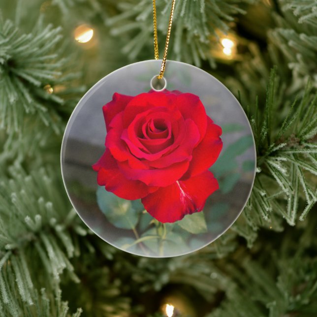 Red Red Rose Ceramic Tree Decoration (Tree)