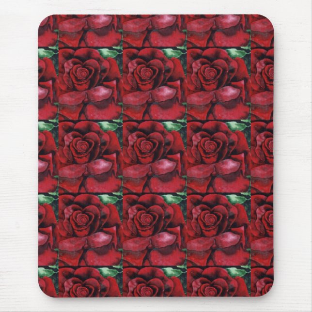 "Red, Red, Rose" Floral Mousepad (Front)