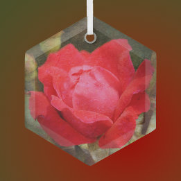 Red, Red Rose  Glass Tree Decoration