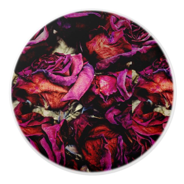Red Red Roses Floral Ceramic Knob (Front)