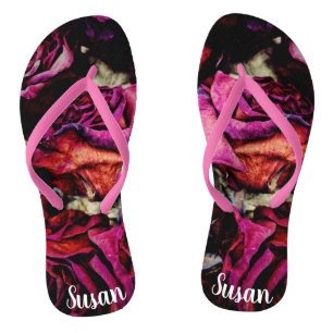 Red Red Roses Floral Flip Flops