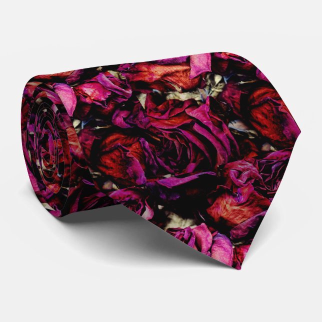 Red Red Roses Floral Tie (Rolled)