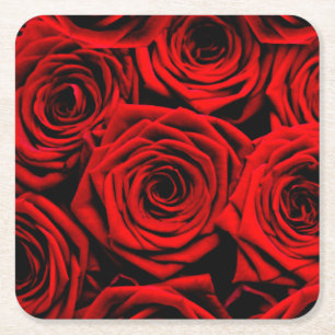 Red Red Roses Paper Coaster