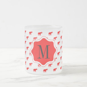 Red Red White polkadot elephant Frosted Glass Coffee Mug