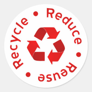 Red Reduce Reuse Recycle Sticker
