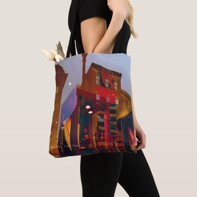 Red reflections on the street of Philadelphia Tote Bag (Close Up)