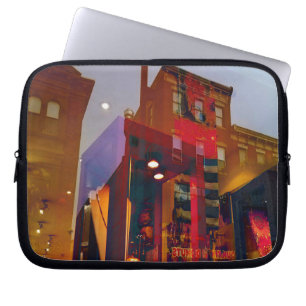 red reflections one the streets of Philadelphia Laptop Sleeve