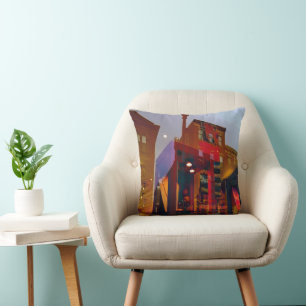 Red reflections: Streets of Philadelphia Cushion