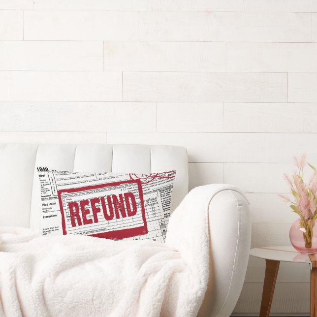 Red Refund Stamp On a 1040 IRS Form Lumbar Cushion (Couch)