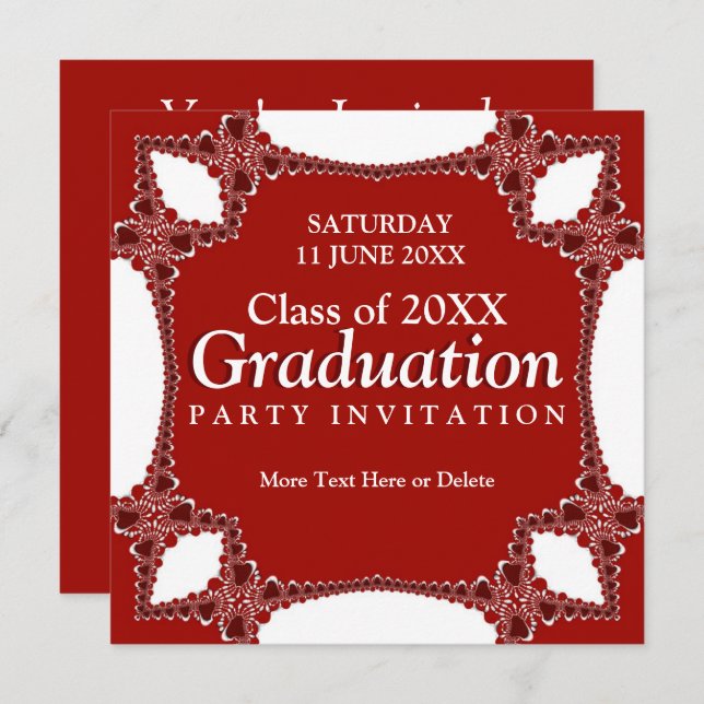 Red Regalia Graduation Invitation (Front/Back)