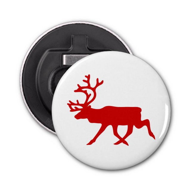Red Reindeer / Caribou Silhouette Bottle Opener (Front)