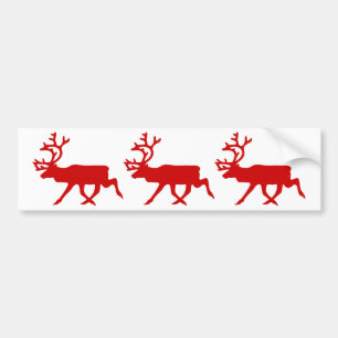 Red Reindeer / Caribou Silhouette Bumper Sticker