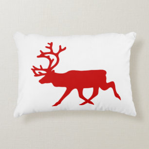 Red Reindeer / Caribou Silhouette Decorative Cushion