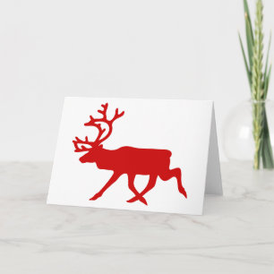 Red Reindeer / Caribou Silhouette Holiday Card