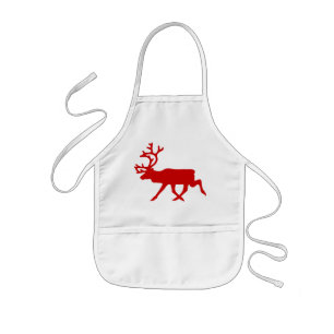Red Reindeer / Caribou Silhouette Kids Apron