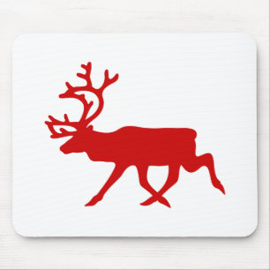 Red Reindeer / Caribou Silhouette Mouse Mat