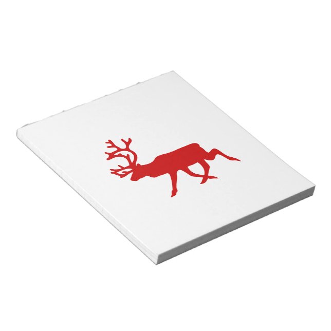 Red Reindeer / Caribou Silhouette Notepad (Angled)