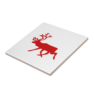 Red Reindeer / Caribou Silhouette Tile