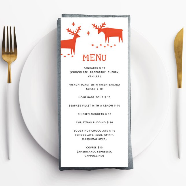 Red Reindeer | Christmas Holiday Cafe or Bakery Menu (Creator Uploaded)