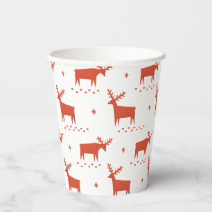 Red Reindeer Christmas   Holiday Party Drinkware Paper Cups