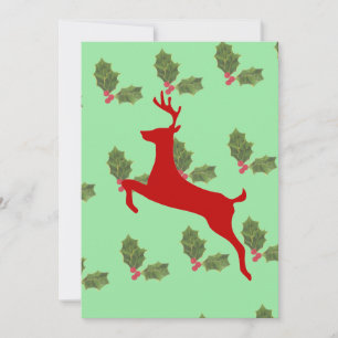 Red Reindeer Christmas Invitation – Festive Green 