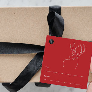 Red reindeer doodle modern Christmas Favour Tags