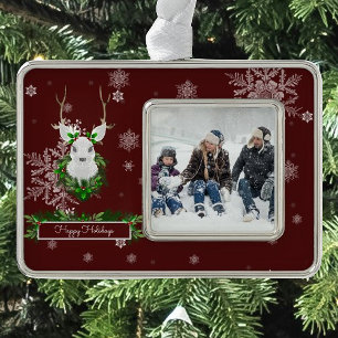 Red Reindeer Framed Ornament
