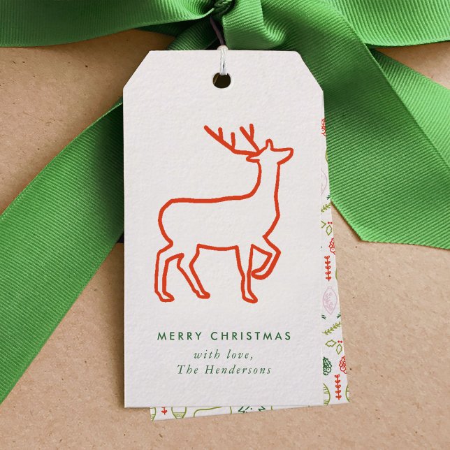 Red Reindeer Scandinavian Christmas Gift Tags (Red Reindeer Scandinavian Christmas Gift Tags)