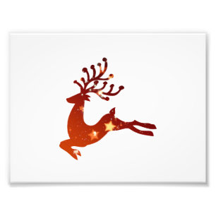 Red Reindeer silhouette - Choose background color Photo Print