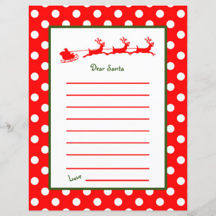 Red Reindeer Sleigh Dear Santa Letter