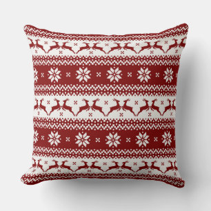 Red Reindeer Snowflake Reversible PIllow