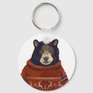 Red Reindeer Sweater Bear Key Ring