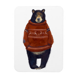 Red Reindeer Sweater Bear Magnet