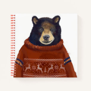 Red Reindeer Sweater Bear Notebook