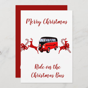 Red Reindeers Candy Stick Christmas Bus Card