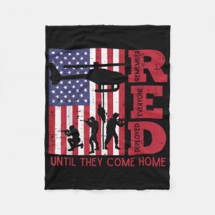 Red Remember Everyone Deployed Flag Helicopter Mem Fleece Blanket