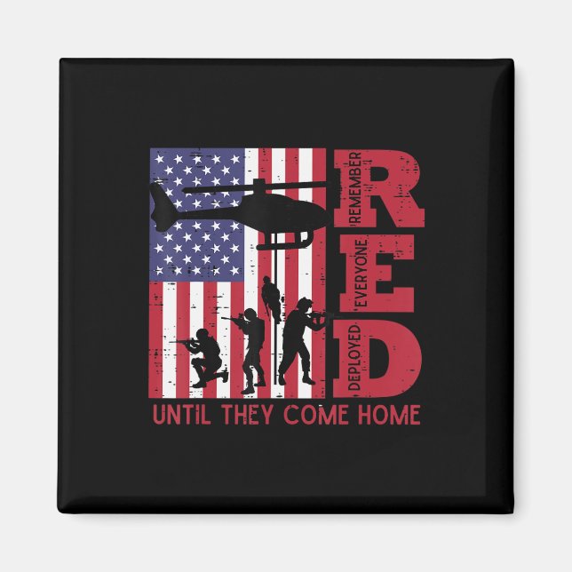 RED Remember Everyone Deployed Flag Helicopter Mem Magnet (Front)