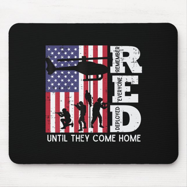 RED Remember Everyone Deployed Flag Helicopter Mem Mouse Mat (Front)