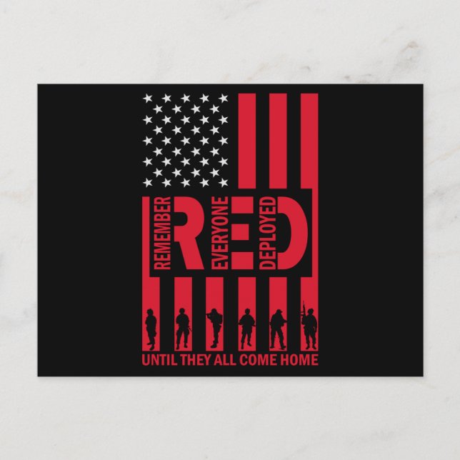 Red Remember Everyone Deployed Until They All Come Invitation Postcard (Front)