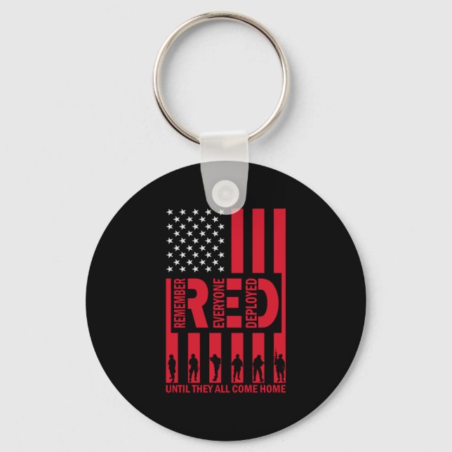 Red Remember Everyone Deployed Until They All Come Key Ring (Front)