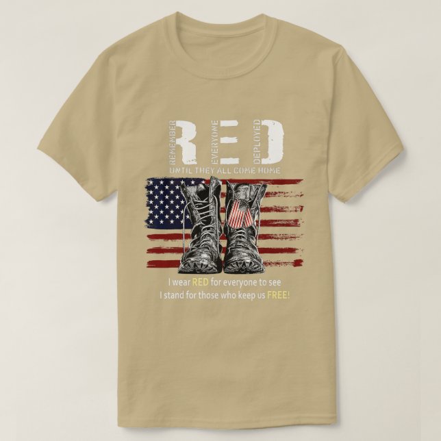 Red Remembrance Until They All Come Home USA Flag  T-Shirt (Design Front)