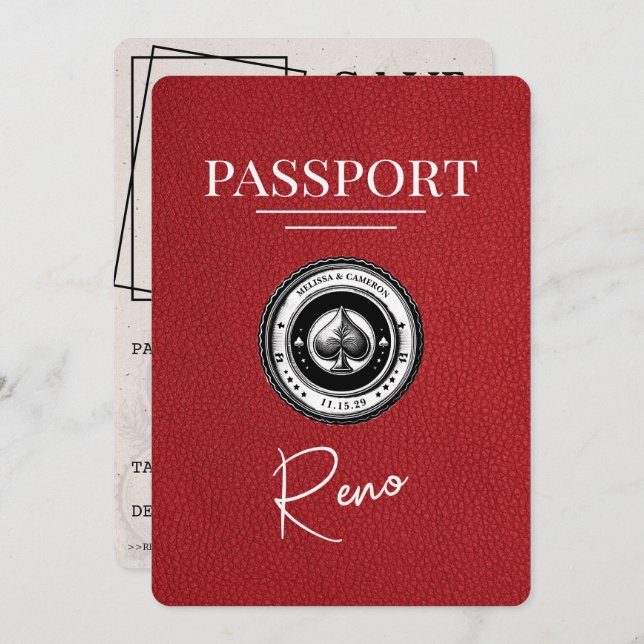 Red Reno Passport Save The Date (Front/Back)