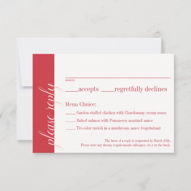 Red Response Card, Caroline Wedding Collection (Front)