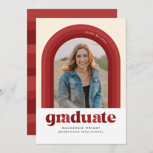 Red Retro Arch Graduation Announcement