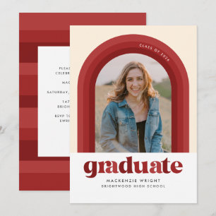 Red Retro Arch Graduation Announcement