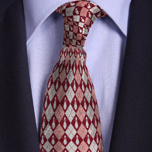 Red Retro Argyle Bowling Pin Tie