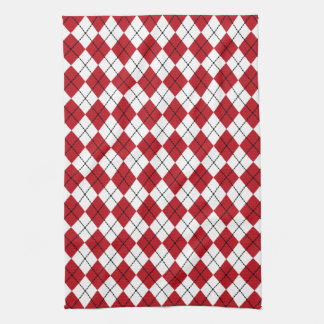 Red Retro Argyle Kitchen Towel Gift