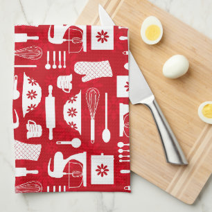 Red Retro Baking Tea Towel