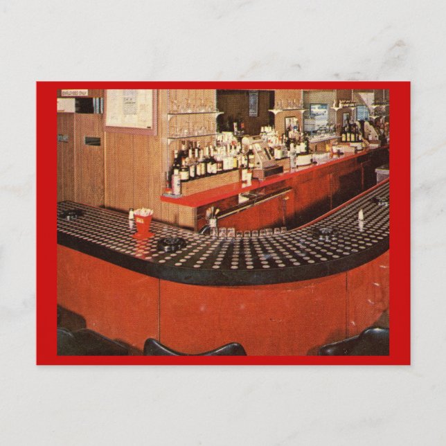 Red Retro Bar Vintage Postcard (Front)